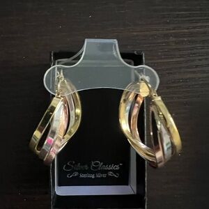 Kohl's Tri-Tone Sterling Silver Hoop Earrings